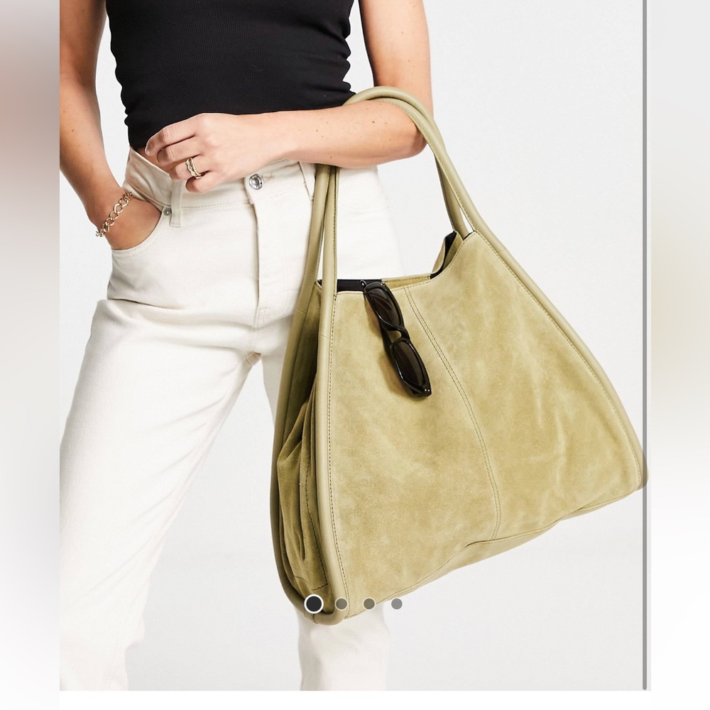 Asos sage green suede triangular tote